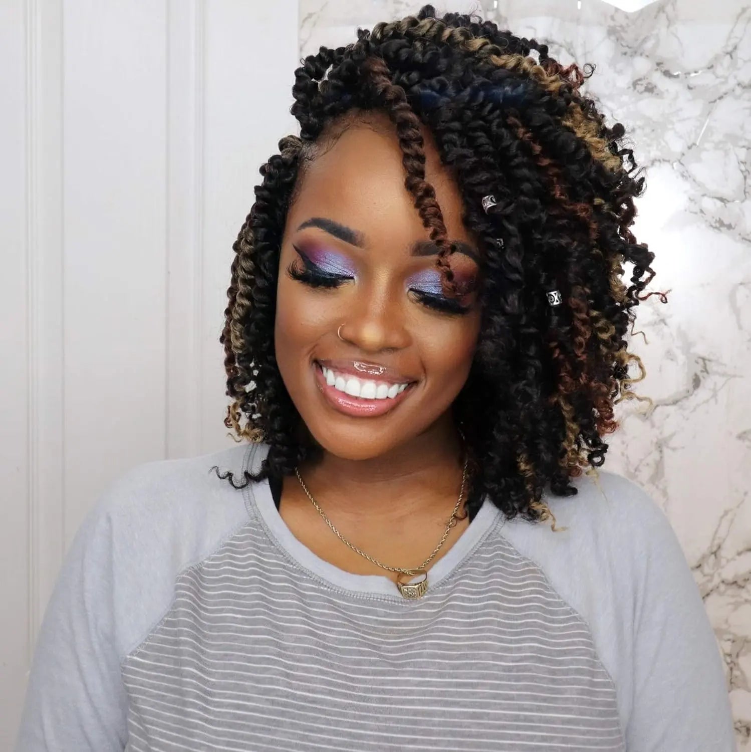 ( US ONLY) FAST SHIPPING NB | Toyotress® Tiana Passion Twist Hair - Pre-twisted Crochet Braids Natural Black, Pre-looped Synthetic Braiding Hair Extensions Toyotress